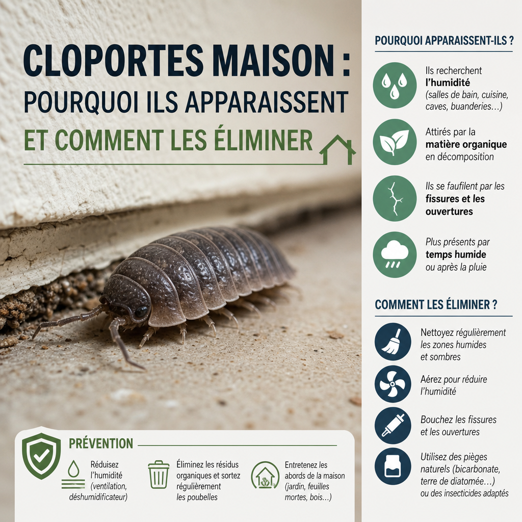 Close-up of a woodlouse on a wall, illustrating why cloportes maison appear and how to eliminate them