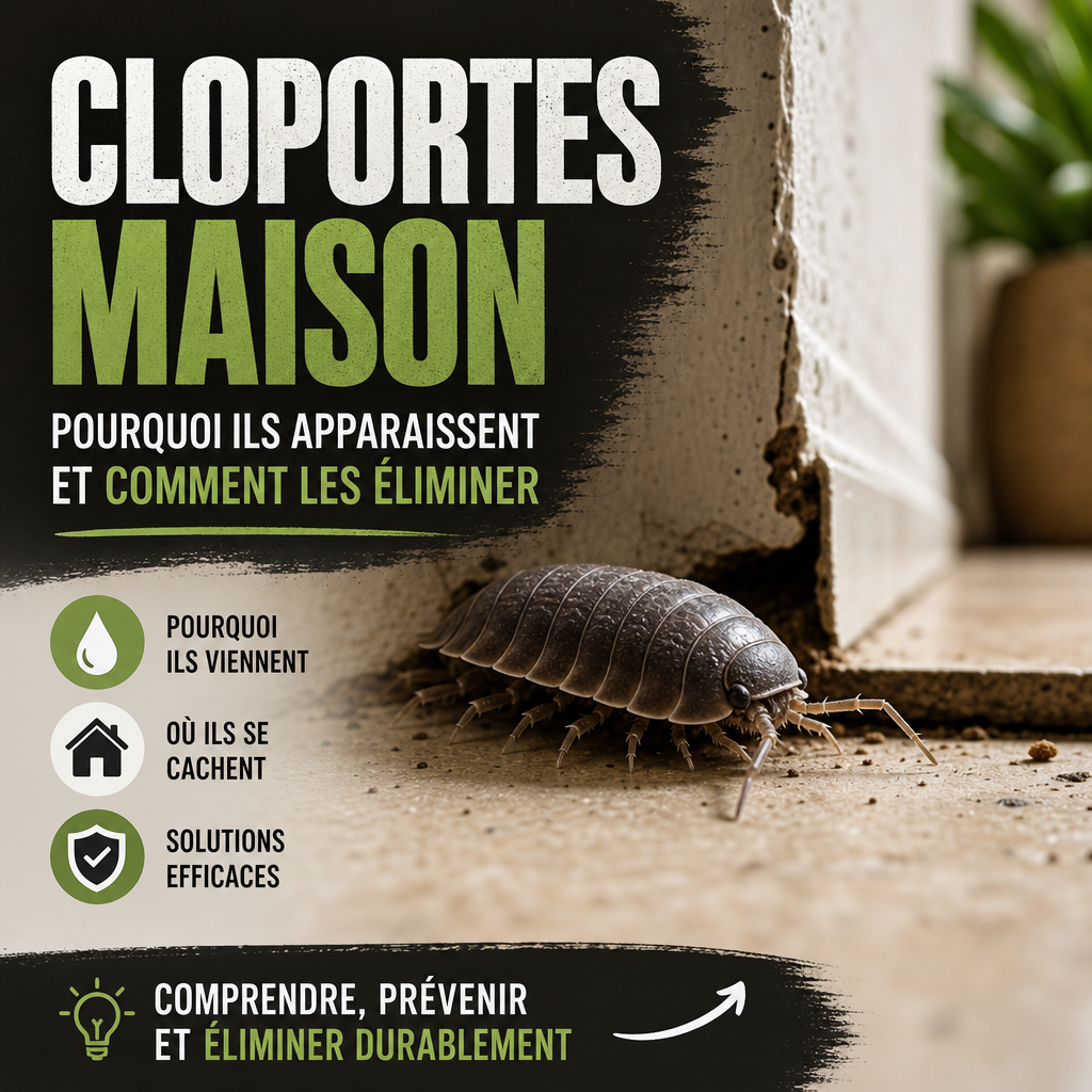 Gros plan d’un cloporte près d’un mur, illustrant leur présence dans la maison et leur élimination.