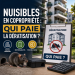 Infographie sur la répartition des frais de dératisation en copropriété selon la zone touchée.