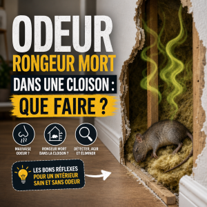 Infographie sur l’odeur de rongeur mort dans une cloison et les étapes pour la supprimer