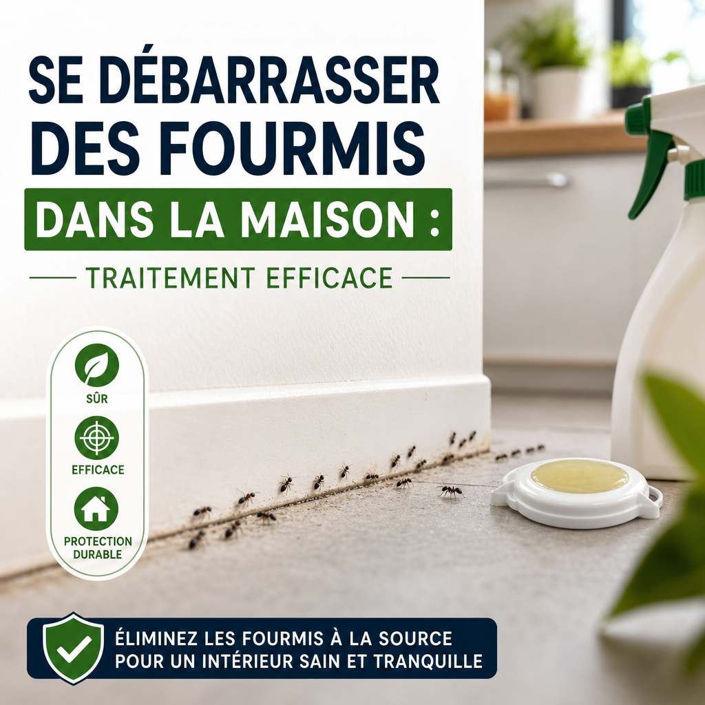Conseils pour se débarrasser des fourmis dans la maison avec un traitement durable.